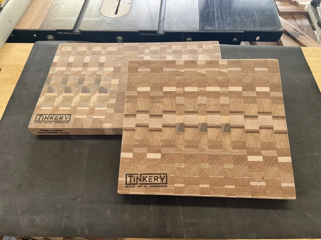 End-grain cutting boards made at Tinkery